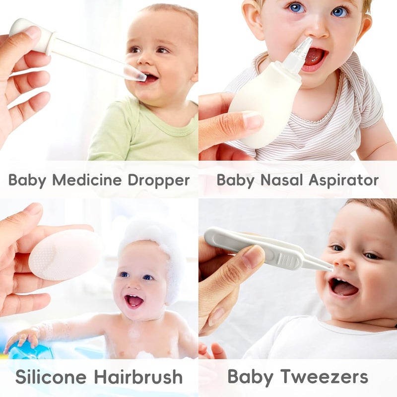 POPYJAN Baby Healthcare and Grooming Kit for Newborn Kids, 24PCS Upgraded Safety Baby Care Kit, Newborn Nursery Health Care Set, Baby Care Product (Grey White) - Image 5
